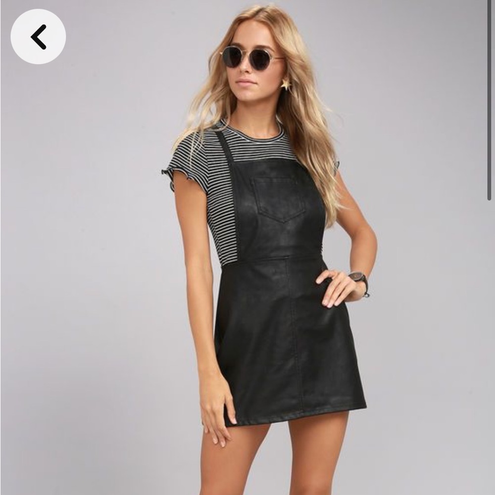 Vegan leather pinafore dress